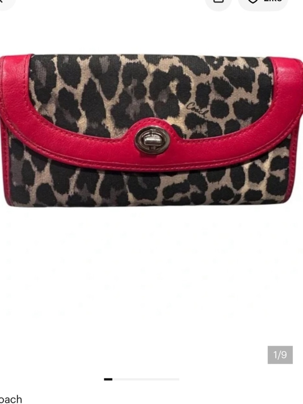Coach Park Ocelot Print w/Red
Trim Bi-Fold Wallet with Turn Lock Closure - Picture 13 of 13